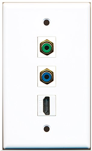 RiteAV - 1 Port HDMI and 1 Port RCA Green and 1 Port RCA Blue Wall Plate