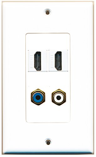 RiteAV - 2 Port HDMI 1 Port RCA White 1 Port RCA Blue Wall Plate Decorative