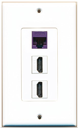 RiteAV - 1 Cat5e Purple Ethernet Port and 2 HDMI Female Decorative Wal ...