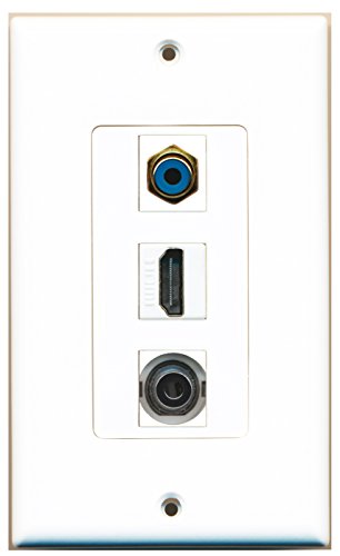 RiteAV - 1 Port HDMI and 1 Port RCA Blue and 1 Port 3.5mm Decorative Wall Plate
