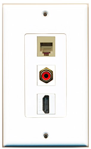 RiteAV - 1 Port HDMI and 1 Port RCA Red and 1 Port Phone RJ11 RJ12 Beige Decorative Wall Plate Decorative