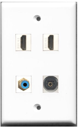 RiteAV - 2 Port HDMI 1 Port RCA Blue 1 Port Toslink Wall Plate