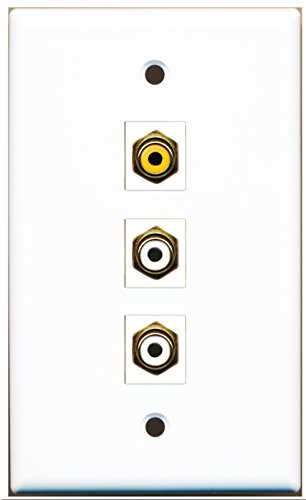 RiteAV - 2 Port RCA White and 1 Port RCA Yellow Wall Plate