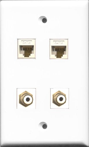 RiteAV - 2 Port RCA White 2 Port Cat6 Ethernet White Wall Plate
