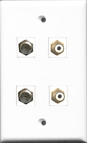 RiteAV - 2 Port RCA White 2 Port Coax Cable TV- F-Type Wall Plate