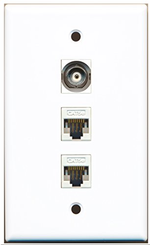 RiteAV - 1 Port BNC 2 Port Cat5e Ethernet White Wall Plate