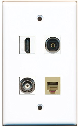 RiteAV - 1 Port HDMI 1 Port Phone RJ11 RJ12 Beige 1 Port Toslink 1 Port BNC Wall Plate