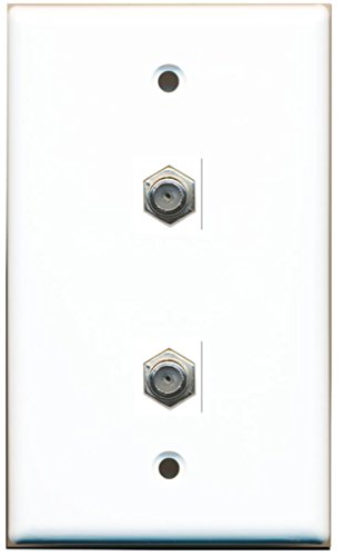 RiteAV - 2 Port Coax Cable TV- F-Type Wall Plate - White