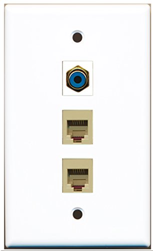 RiteAV - 1 Port RCA Blue 2 Port Phone RJ11 RJ12 Beige Wall Plate