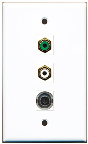 RiteAV - 1 Port RCA White and 1 Port RCA Green and 1 Port 3.5mm Wall Plate