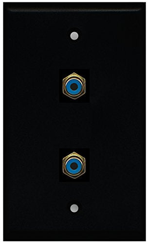RiteAV - Black 2 Port RCA Blue Wall Plate