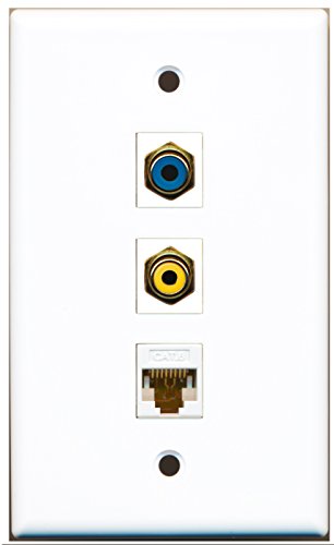 RiteAV - 1 Port RCA Yellow and 1 Port RCA Blue and 1 Port Cat6 Ethernet White Wall Plate