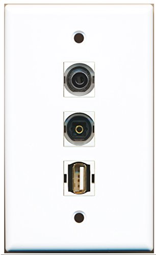 RiteAV - 1 Port USB A-A and 1 Port Toslink and 1 Port 3.5mm Wall Plate