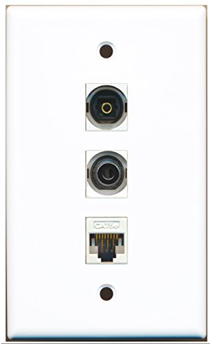 RiteAV - 1 Port Toslink and 1 Port 3.5mm and 1 Port Cat5e Ethernet White Wall Plate