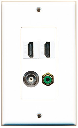 RiteAV - 2 Port HDMI 1 Port RCA Green 1 Port BNC Wall Plate Decorative