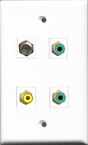 RiteAV 1 Port RCA Yellow 2 Port RCA Green and 1 Port Coax Cable TV- F-Type Wall Plate
