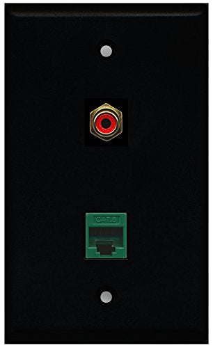 RiteAV - Black 1 Port RCA Red 1 Port Cat6 Ethernet Green Wall Plate