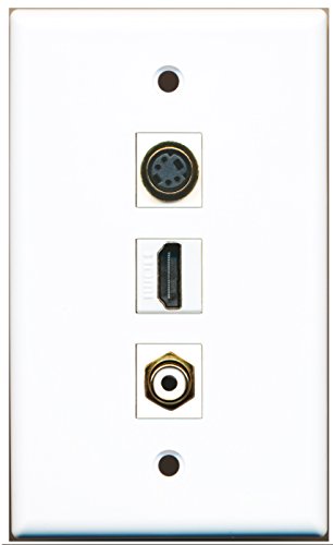 RiteAV - 1 Port HDMI 1 RCA White 1 S-Video Wall Plate
