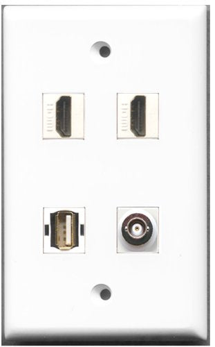 RiteAV - 2 Port HDMI 1 Port USB A-A 1 Port BNC Wall Plate