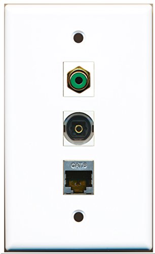 RiteAV - 1 Port RCA Green and 1 Port Shielded Cat6 Ethernet and 1 Port Toslink Wall Plate
