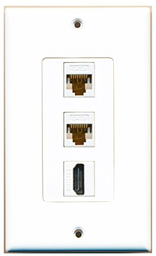 RiteAV - 1 Port HDMI 2 Port Cat6 Ethernet White Decorative Wall Plate Decorative