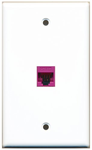 RiteAV - 1 Port Cat5e Ethernet Pink Wall Plate White RAV1004