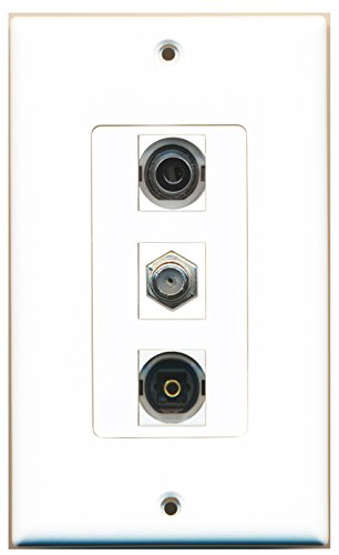RiteAV - 1 Port Coax Cable TV- F-Type and 1 Port Toslink and 1 Port 3.5mm Decorative Wall Plate Decorative