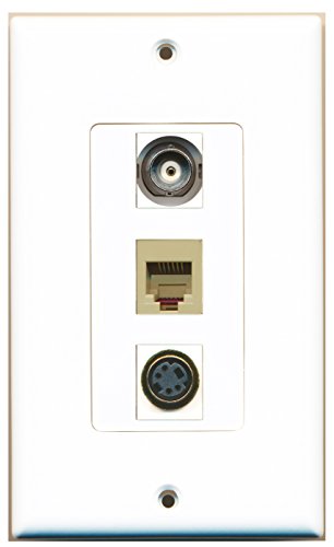 RiteAV - 1 Port Phone RJ11 RJ12 Beige and 1 Port S-Video and 1 Port BNC Decorative Wall Plate Decorative