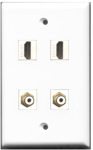 RiteAV - 2 Port HDMI 2 Port RCA White Wall Plate