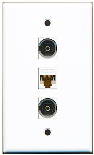 RiteAV - 2 Port Toslink and 1 Port Cat6 Ethernet White Wall Plate