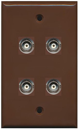 RiteAV 4 Port BNC Female/Female HD-SDI Jack Wall Plate - Brown