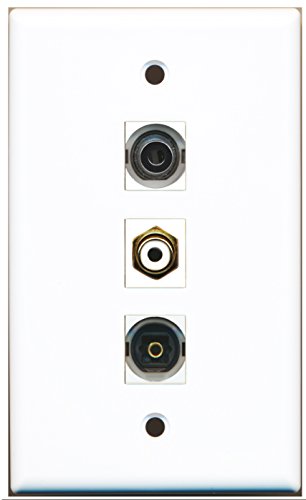 RiteAV - 1 Port RCA White and 1 Port Toslink and 1 Port 3.5mm Wall Plate