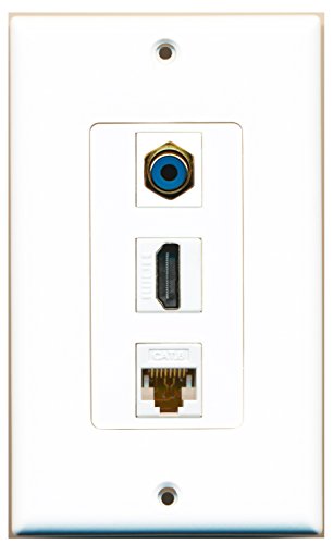 RiteAV - 1 Port HDMI and 1 Port RCA Blue and 1 Port Cat6 Ethernet White Decorative Wall Plate