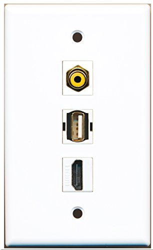 RiteAV - 1 Port HDMI and 1 Port RCA Yellow and 1 Port USB A-A Wall Plate