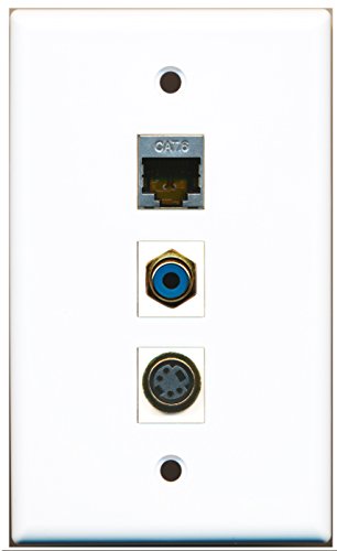 RiteAV - 1 Port RCA Blue and 1 Port S-Video and 1 Port Shielded Cat6 Ethernet Wall Plate