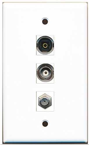 RiteAV - 1 Port Coax Cable TV- F-Type and 1 Port Toslink and 1 Port BNC Wall Plate