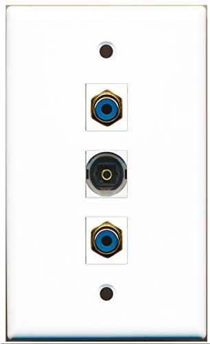 RiteAV - 2 Port RCA Blue and 1 Port Toslink Wall Plate