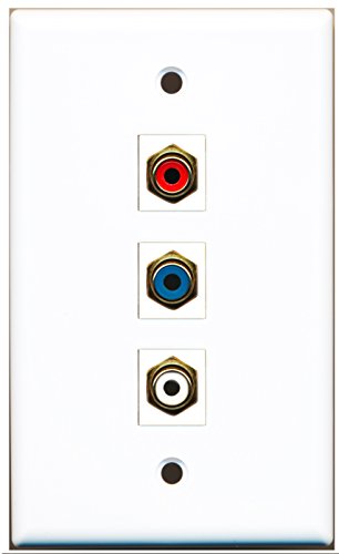 RiteAV - 1 Port RCA Red and 1 Port RCA White and 1 Port RCA Blue Wall Plate