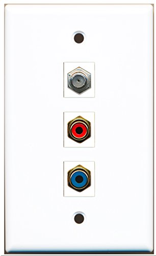 RiteAV - 1 Port RCA Red and 1 Port RCA Blue and 1 Port Coax Cable TV- F-Type Wall Plate