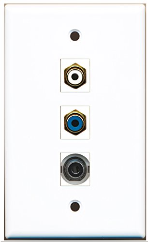 RiteAV - 1 Port RCA White and 1 Port RCA Blue and 1 Port 3.5mm Wall Plate