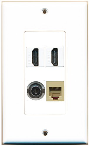 RiteAV - 2 Port HDMI 1 Port Phone RJ11 RJ12 Beige 1 Port 3.5mm Wall Plate Decorative