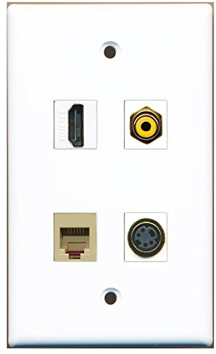 RiteAV - 1 Port HDMI 1 Port RCA Yellow 1 Port Phone RJ11 RJ12 Beige 1 Port S-Video Wall Plate