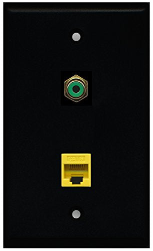 RiteAV - Black 1 Port RCA Green 1 Port Cat6 Ethernet Yellow Wall Plate