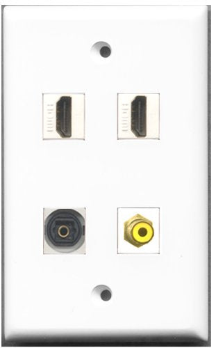 RiteAV - 2 Port HDMI 1 Port RCA Yellow 1 Port Toslink Wall Plate