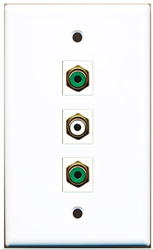 RiteAV - 1 Port RCA White 2 Port RCA Green Wall Plate