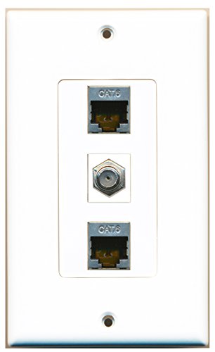 RiteAV - 1 Port Coax Cable TV- F-Type 2 Port Shielded Cat6 Ethernet Decorative Wall Plate Decorative