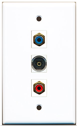 RiteAV - 1 Port RCA Red and 1 Port RCA Blue and 1 Port Toslink Wall Plate