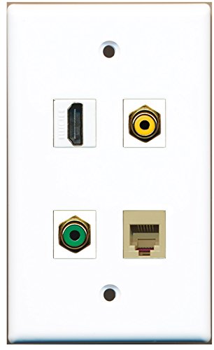 RiteAV - 1 Port HDMI 1 Port RCA Yellow 1 Port RCA Green 1 Port Phone RJ11 RJ12 Beige Wall Plate