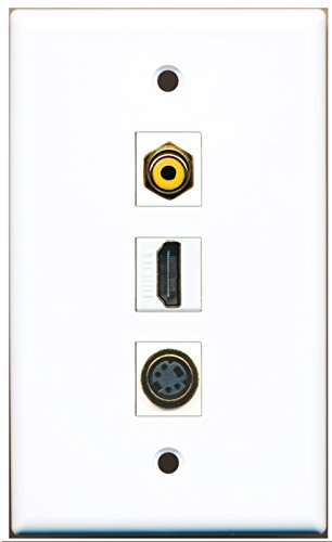 RiteAV - 1 Port HDMI and 1 Port RCA Yellow and 1 Port S-Video Wall Plate