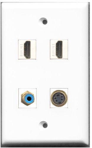 RiteAV - 2 Port HDMI 1 Port RCA Blue 1 Port S-Video Wall Plate